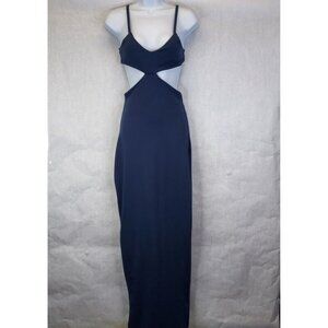 Missguided Bandeau Maxi Dress Women's XS Cut Out Sides Navy Evening Formal NEW